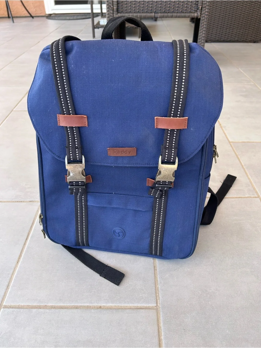 Reddy Navy Canvas Backpack with Contrast Straps